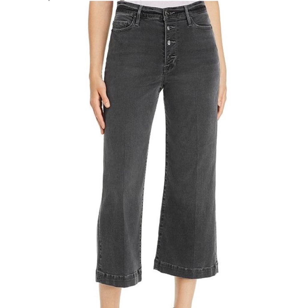 Frame Ali Wide Crop Exposed Buttons Jeans In Noise 27